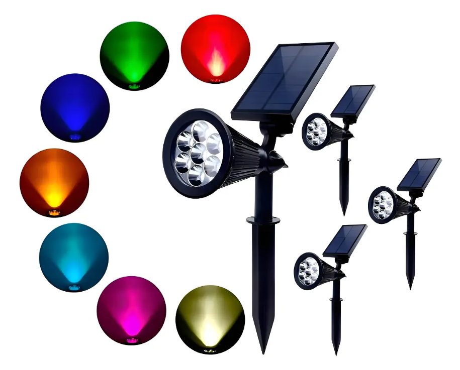 4 LÁMPARAS LED RGB SOLAR EXTERIOR JARDIN CAMINOS DECORACIÓN