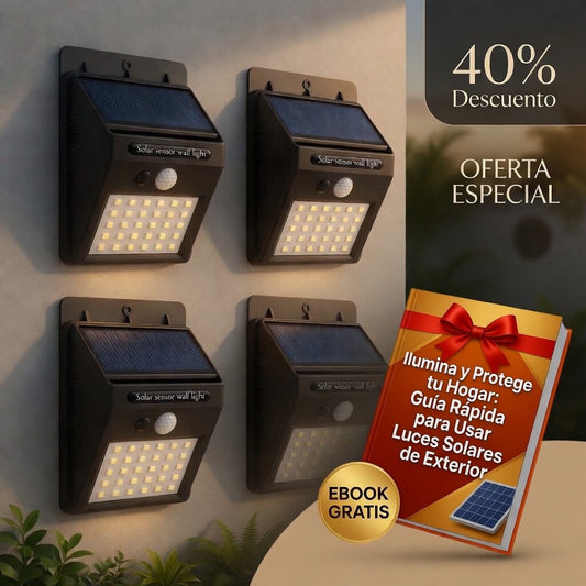 Pack x4 Lámparas Solares LED para Exterior + Guía en Ebook