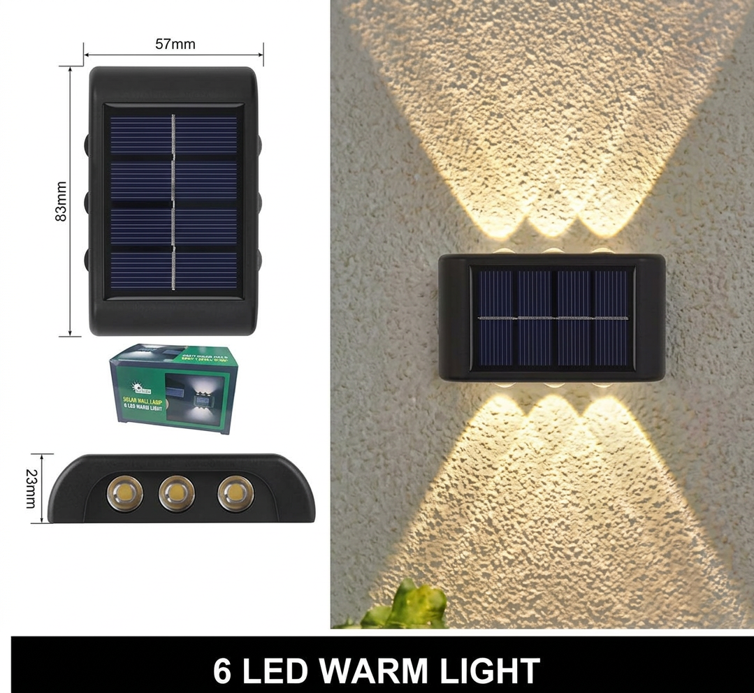 Compra 4 y llévate 2 GRATIS Lampara Solar Aplique 6 Led Mini